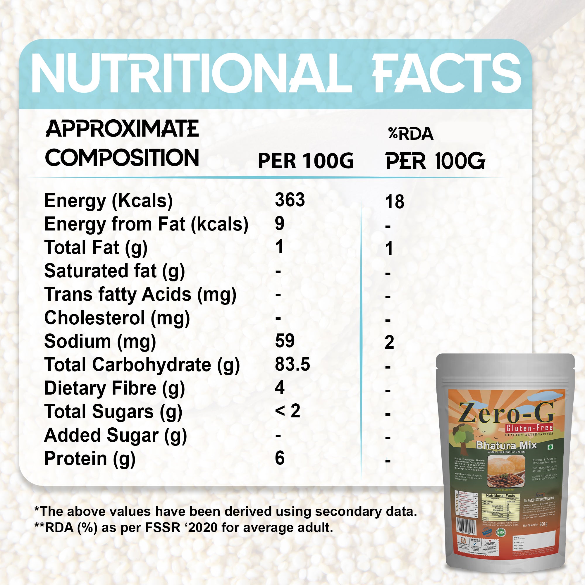 Zero-G Bhatura Mix - 500g