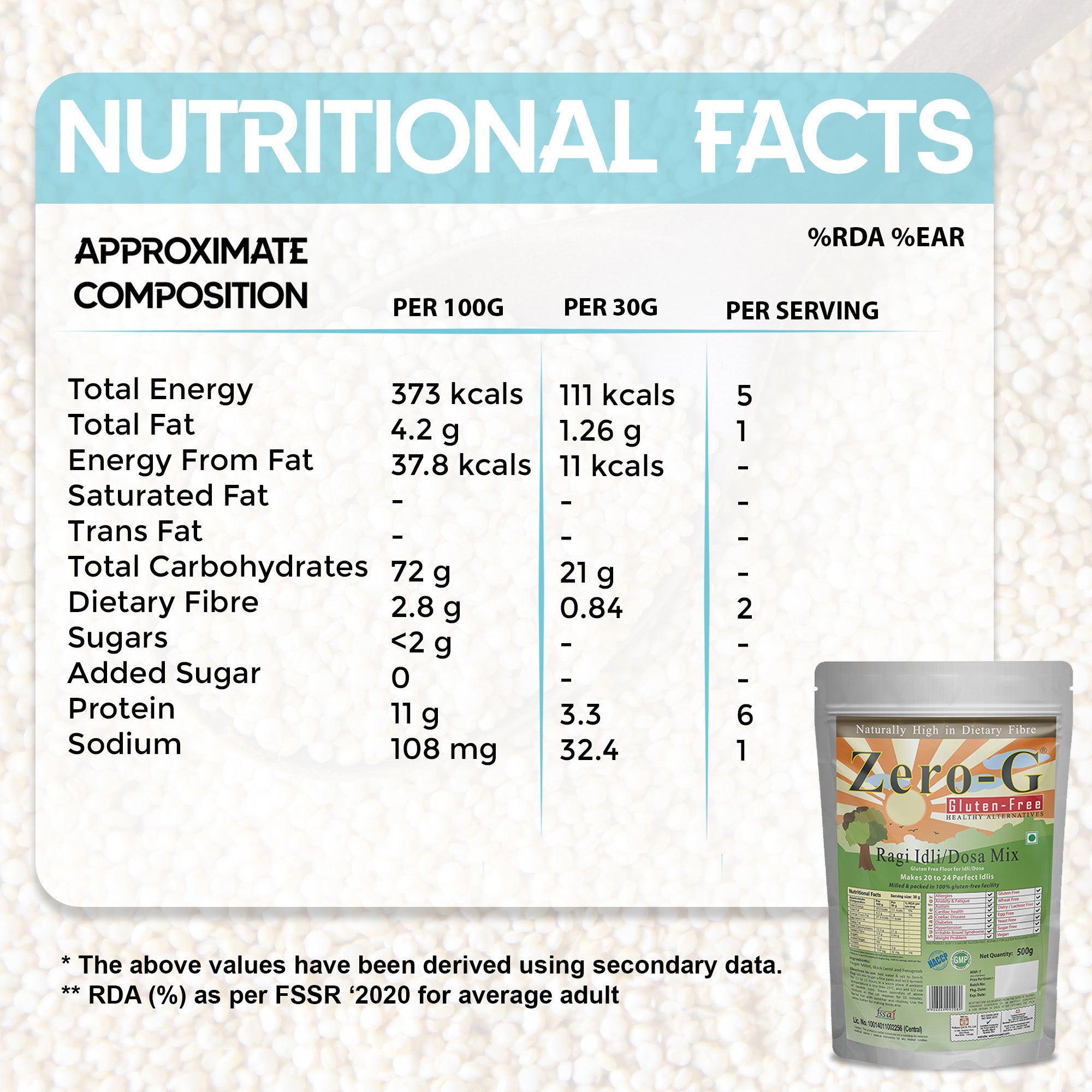 Zero-G Ragi Idli / Dosa Mix - 500g