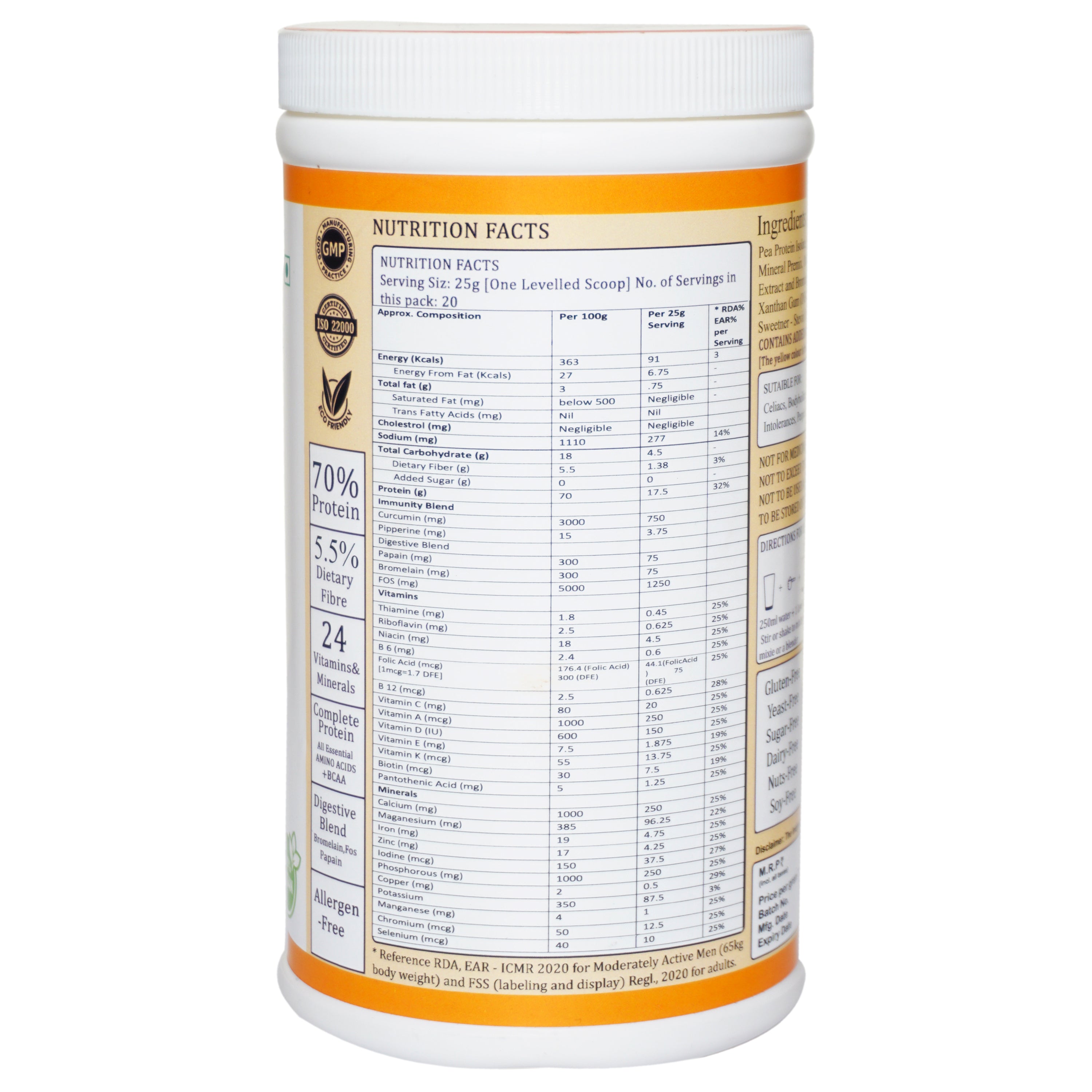 Zero-G Pea Protein with Curcumin - 500g